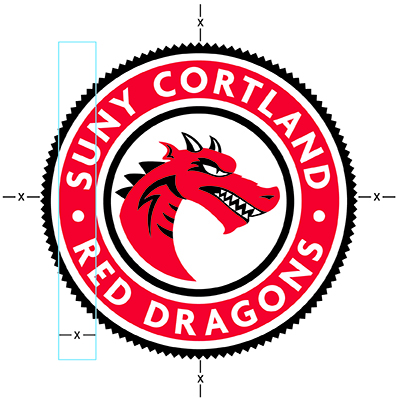 SUNY Cortland badge clear space example
